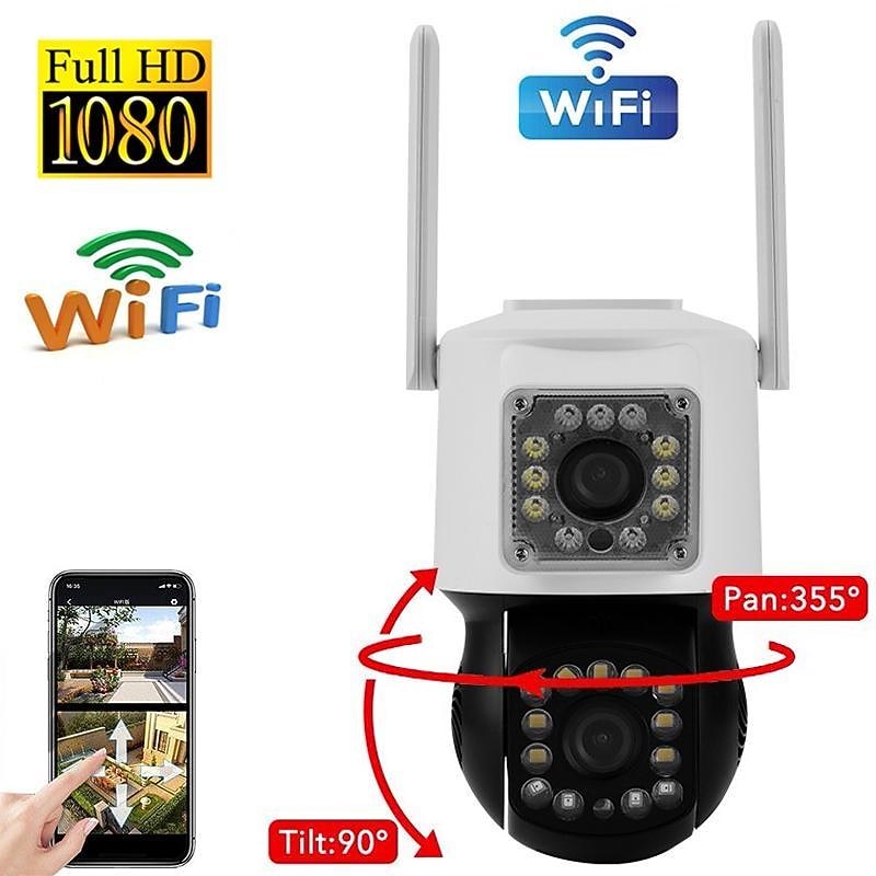 2MP Double Lens Camera, WiFi IP Home Security Camera, Two Way Audio Motion Detection Surveillance Camera, Waterproof Outdoor PTZ Camera, Full Color Night Vision IR Camera for Home, Baby, Elder, Pet