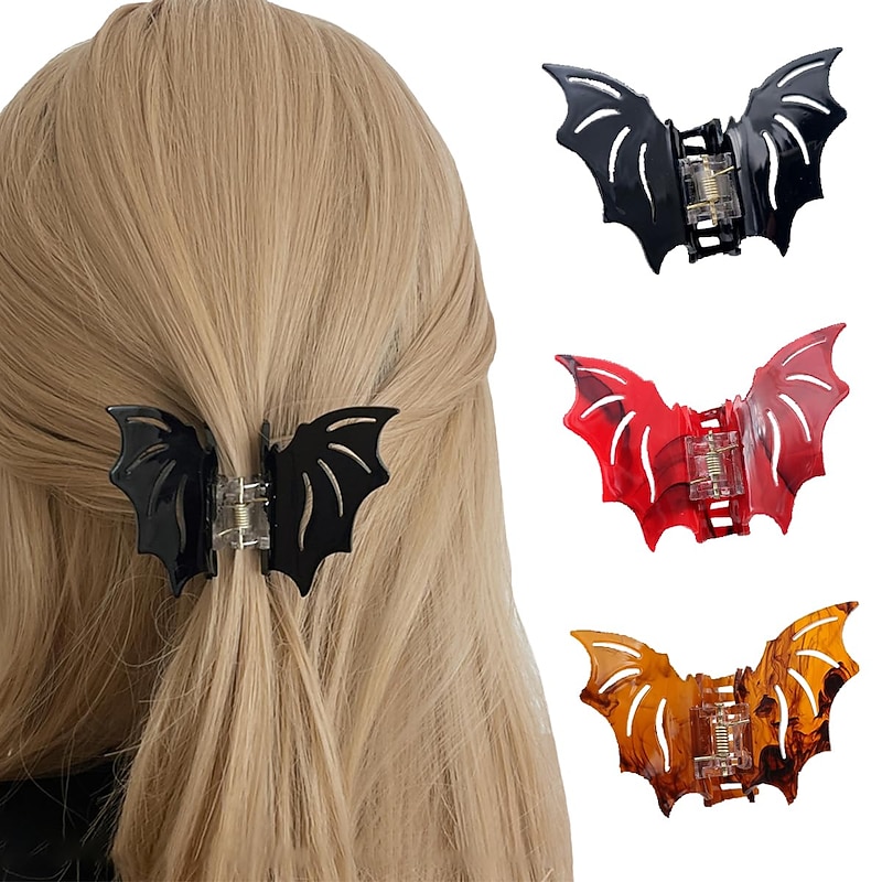 1PC Bat Hair Clip Halloween Gothic Solid Color Hair Accessories for Women Girls Teens Stage Show Party Birthday Hair Pins Decoration