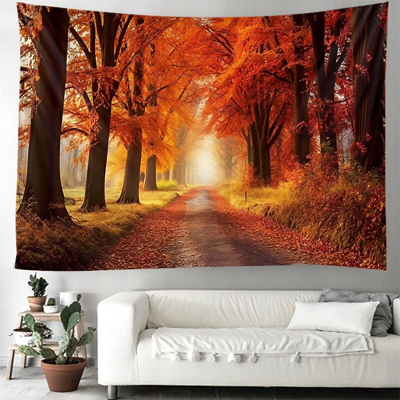 Fall Forest Hanging Tapestry Wall Art Large Tapestry Mural Decor Photograph Backdrop Blanket Curtain Home Bedroom Living Room Decoration2