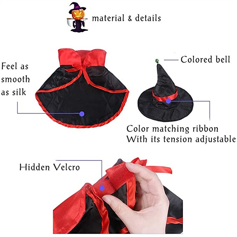 Dog Cat Bandanas & Hats Cloak Halloween Outfit Fashion Funny Winter Breathable Soft Washable Comfortable Outdoor Halloween Casual Daily Dog Clothing for Bichon Frise Pomeranian Baby Pet Papillon Small4