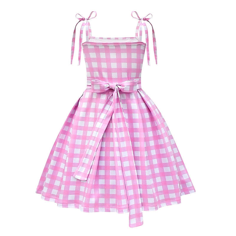 Kids Girls' Dress Plaid Sleeveless Outdoor Casual Backless Vacation Fashion Daily Cotton Mini Plaid Dress Casual Dress Skater Dress Summer Spring 2-12 Years 81586+ Bracelet Necklace Earrings4