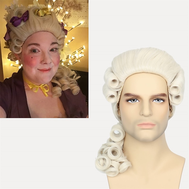Men Colonial 18th Century Judge Wig Carnival Cosplay Wig Halloween Wigs2