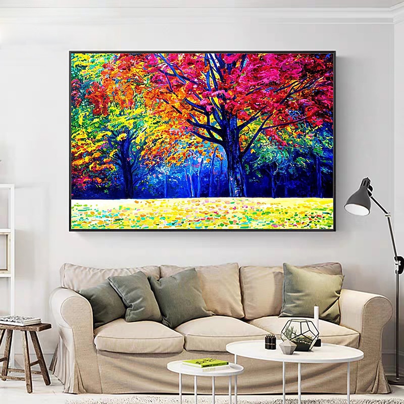Mintura Handmade Abstract Tree Landscape Oil Paintings On Canvas Wall Art Decoration Modern Picture For Home Decor Rolled Frameless Unstretched Painting4