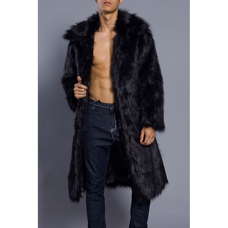 Men's Winter Coat Winter Jacket Fur Coat Daily Wear Vacation Soft Outdoor Pocket Winter Pure Color Warm Ups Comfort Lapel Black White Brown Light Grey Dark Coffee Jacket 20