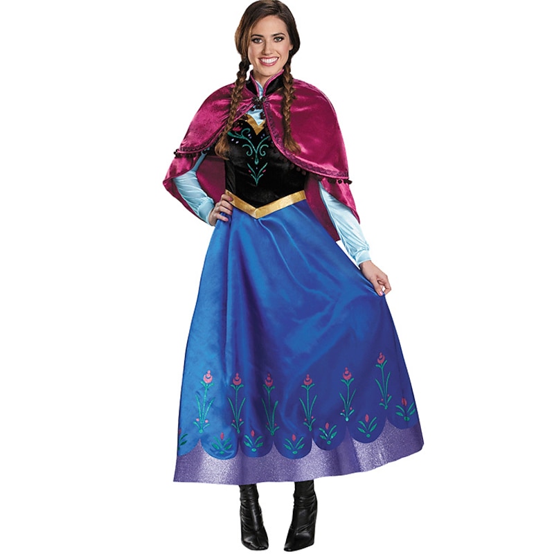 Fairytale Princess Anna Flower Girl Dress Theme Party Costume Tulle Dresses Women's Movie Cosplay Cosplay Halloween Blue Dress Halloween Carnival Masquerade Polyester With Wig3