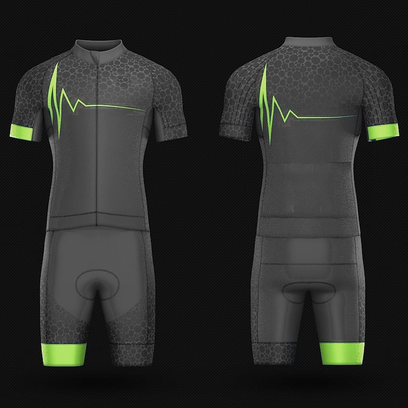 Men's Cycling Jersey with Bib Shorts Short Sleeve Mountain Bike MTB Road Bike Cycling Yellow Red Blue Graphic Bike Clothing Suit 3D Pad Breathable Quick Dry Back Pocket Polyester Spandex Sports 5