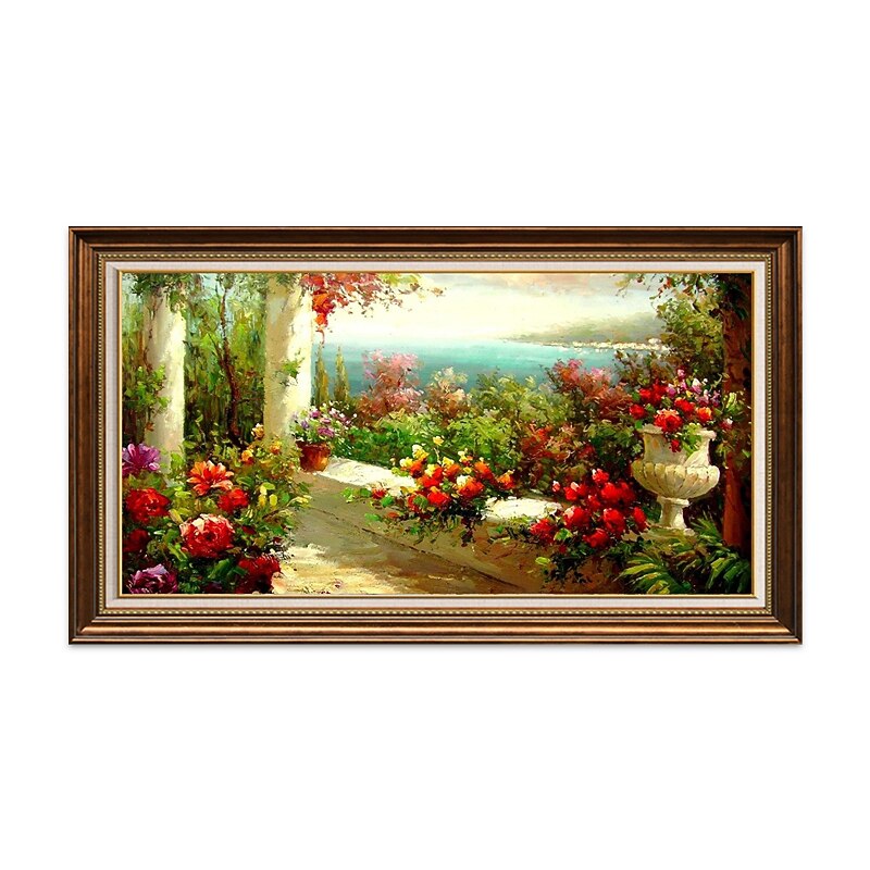Handmade Oil Painting Canvas Wall Art Decoration Impression Scenery Mediterranean Vintage Garden View for Home Decor Rolled Frameless Unstretched Painting2
