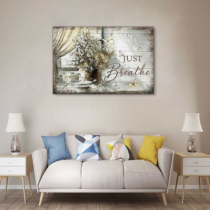 Words Wall Art Canvas The Just Breathe Prints and Posters Pictures Decorative Fabric Painting For Living Room Pictures No Frame3