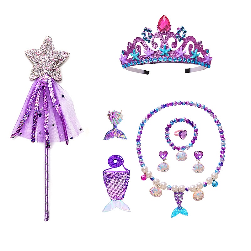 Mermaid Necklace Bracelet Set Mermaid Jewelry Kit Included Shell Necklace Bracelet Ring Earrings for Mermaid Party Costume Jewelry Supplies3