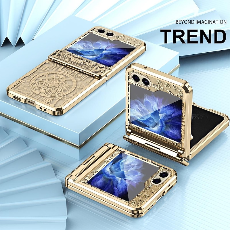 Phone Case For Samsung Galaxy Z Flip 7 Z Flip 6 Z Flip 5 Z Flip 4 Z Flip 3 Back Cover Pattern Anti-Scratch Shockproof Tile TPU PC3