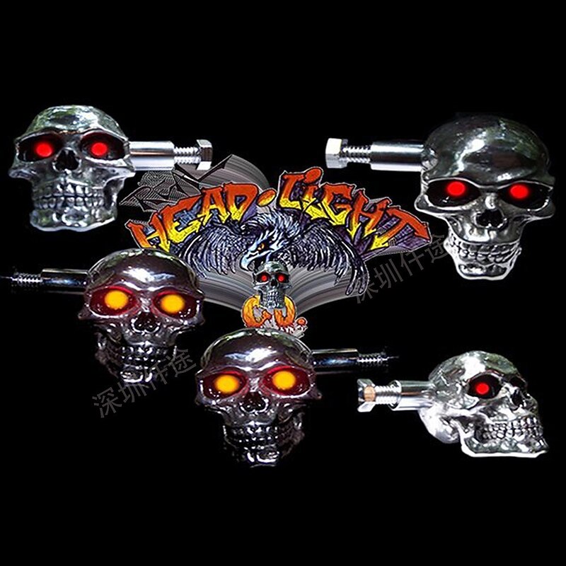 Halloween Motorcycle Headlight Decorations Motorcycle Skeleton Headlight Pendant Durable Retro Motorcycle Headlight for Motorcycle Decorations4