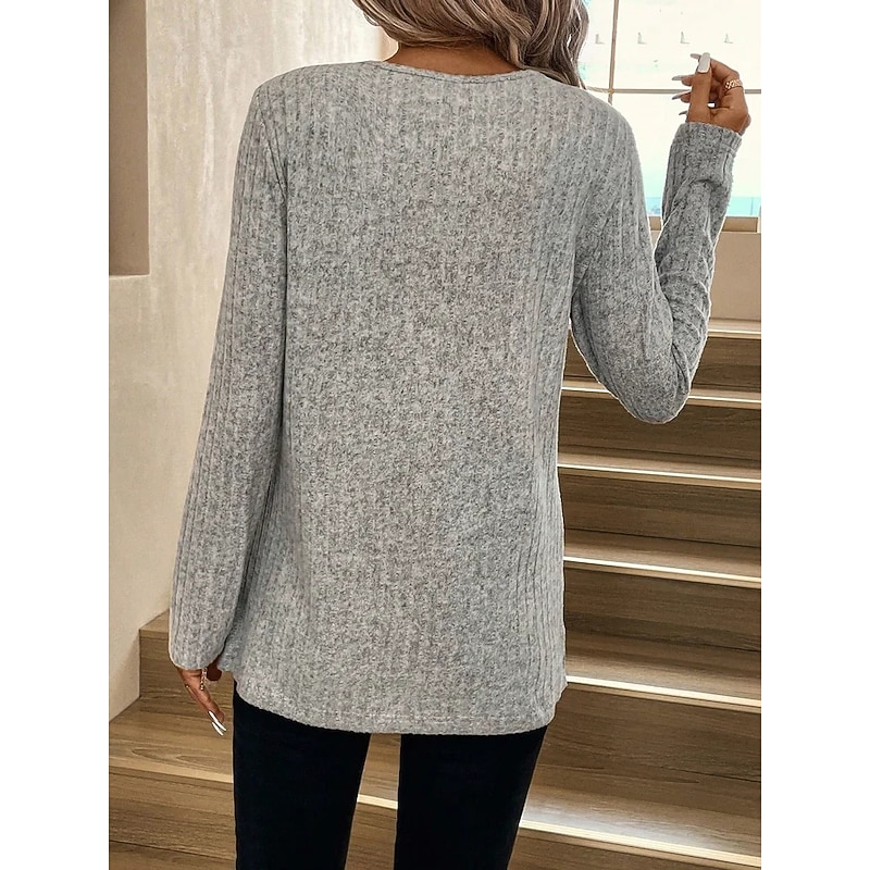 Women's Shirt Lace Shirt Blouse Mesh Patchwork Top Elegant Fashion Basic Color Block Lace Patchwork Long Sleeve Regular Tops Round Neck Casual Gray Spring Fall2
