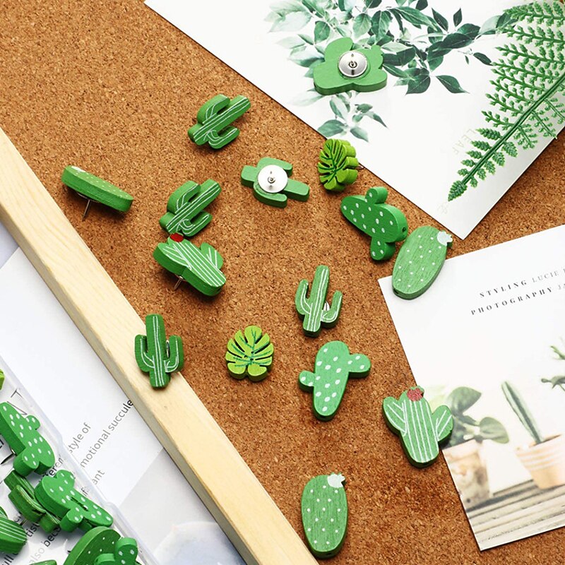 30pcs Stereoscopic 3D Simulation Cactus Pushpins Creative Pushpins Decorative Flowers Cork Board Nails For Bulletin Boards, Photos, Wall Charts School Supplies And Accessories4