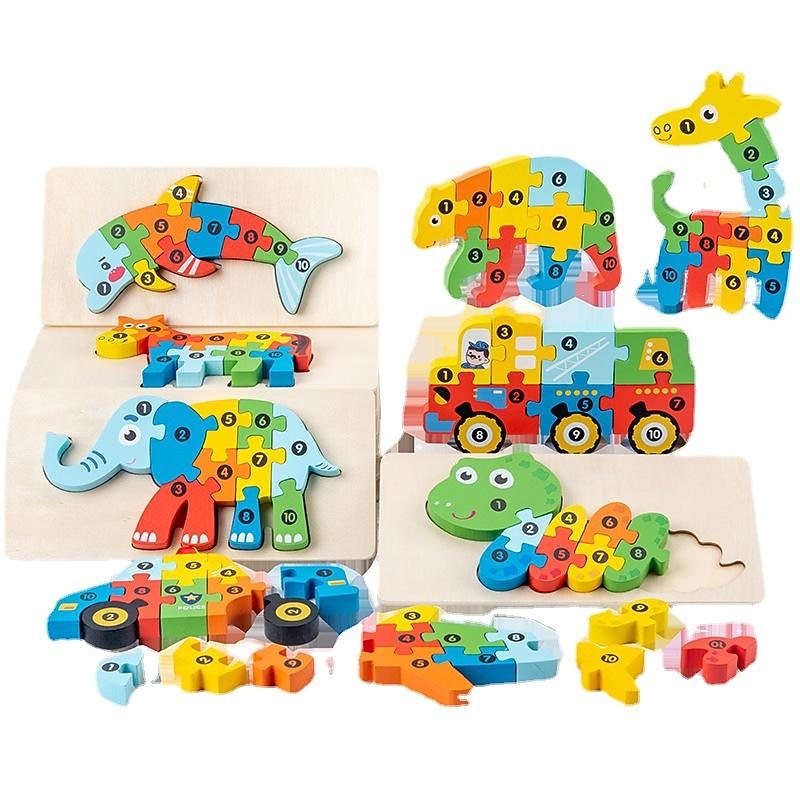 Wooden Early Education Cognition Children'S Educational Toys Building Wood Animal Transportation Shape Matching 3d Three-Dimensional Puzzle3