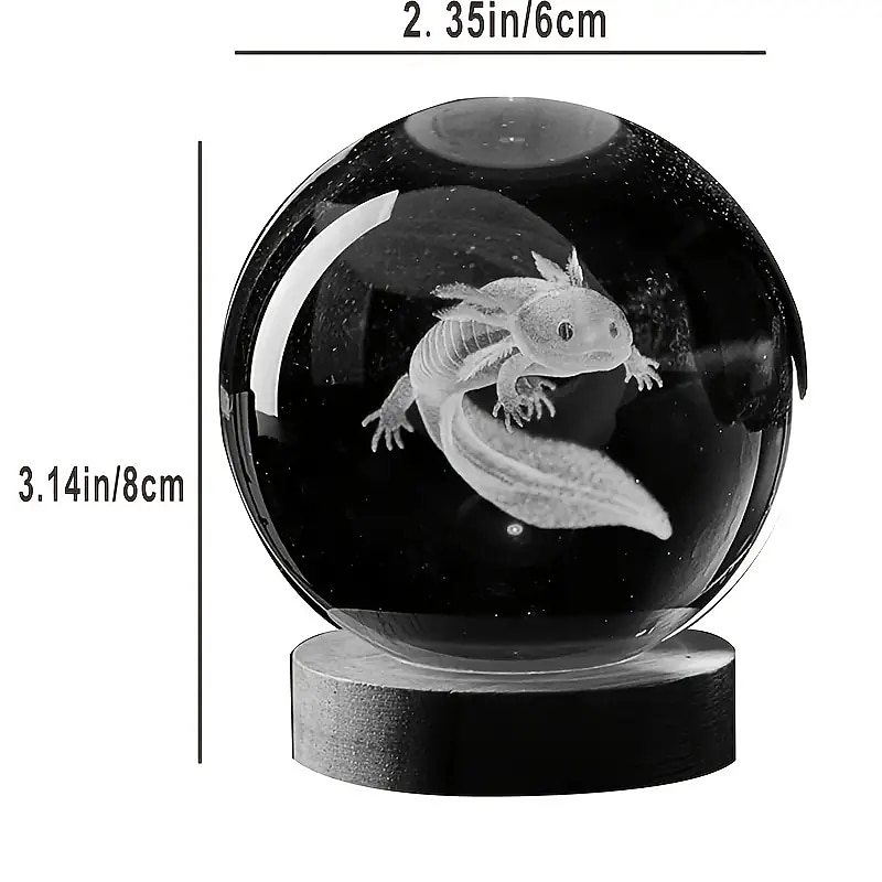 3D Axolotl Laser Engraved Crystal Ball Lamp Multi-coloured Night Light Send To Girlfriend Classmate Wife Children Creative Birthday Gift Glass Ball Living Room Bedroom Home Decoration3