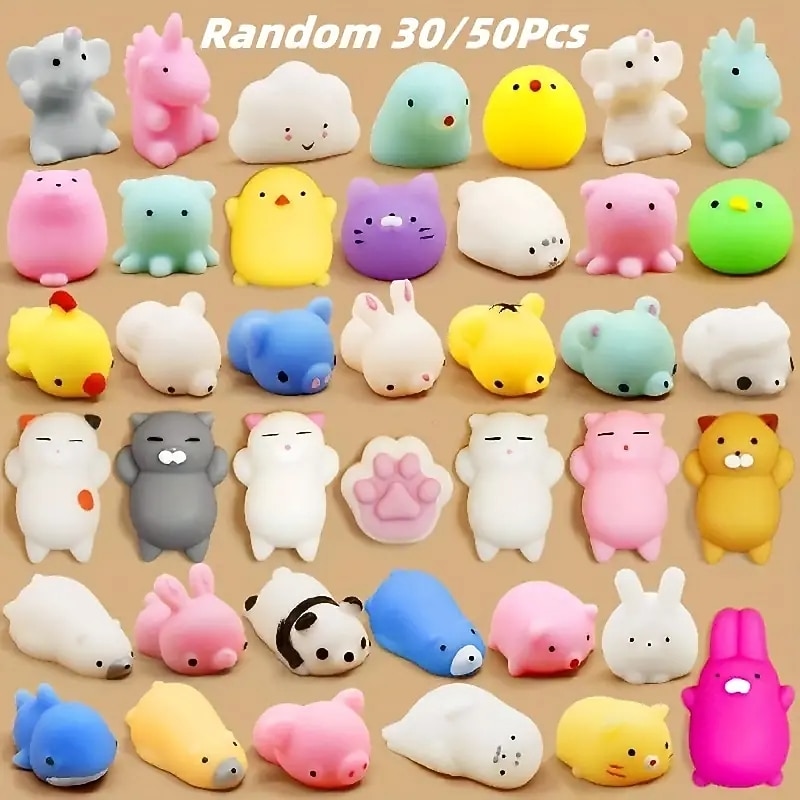 Color Random 30 PCS Mochi Squishy Mini Squishies Toys Animal Squishys Free Shipping Party Kids Anti Stress Relief Toy Stress Reliever Toys