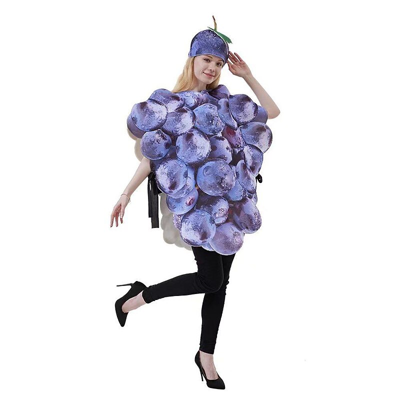 Fruit Grape Foodie Halloween Cosplay Costume Funny Costumes Carnival Costume Funny Costume Adults' Men's Women's Carnival Masquerade Mardi Gras Performance Party Easy Halloween Costumes Dress Up3