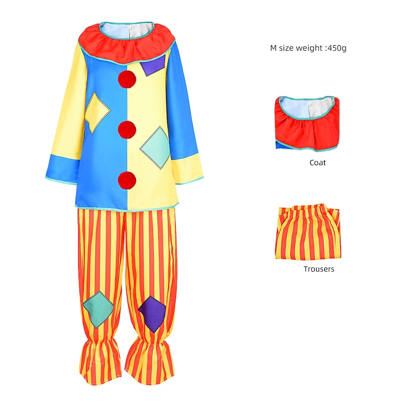 Burlesque Clown Halloween Outfits Jumpsuit Carnival Costume Cosplay Funny Kid's Adults' Unisex Carnival Performance Stage Festival Easy Halloween Costumes Dress Up3