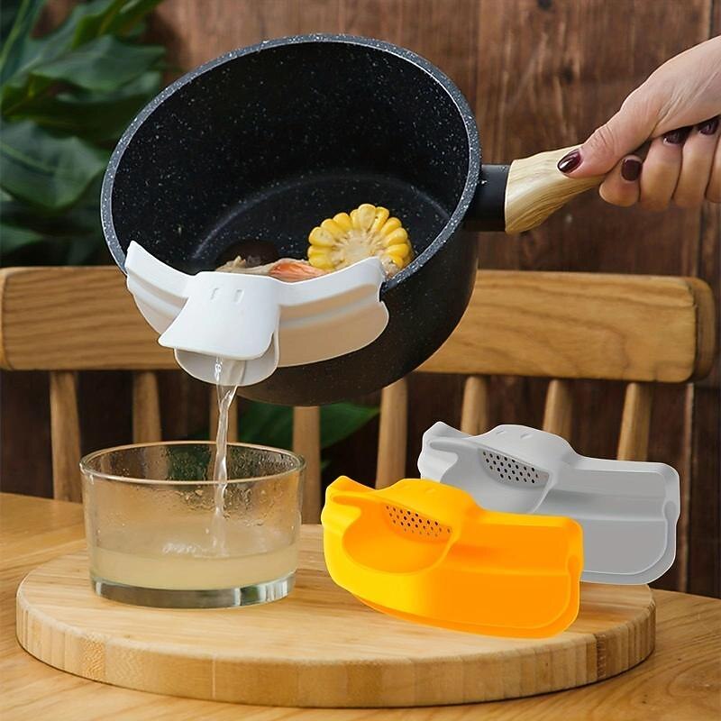 1pc Silicone Pot Side Drainage Guide Nozzle: Keep Your Kitchen Clean with This Duckbill Splash-Proof Strainer
