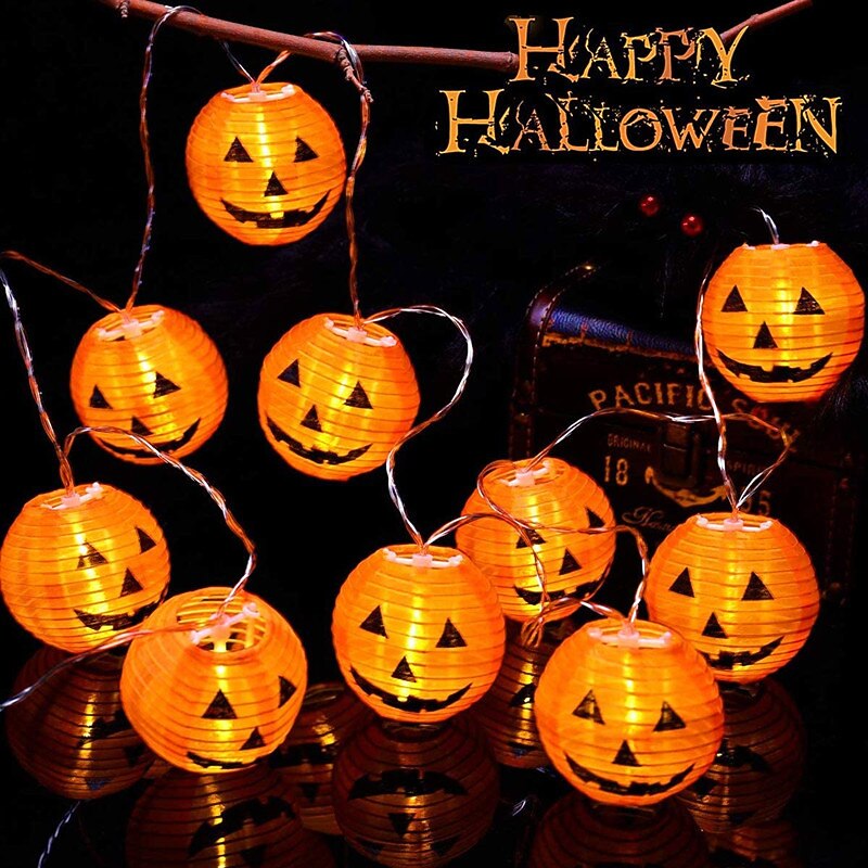 Halloween Pumpkin Lantern String Lights 2m 10LEDs Jack O Lantern Pumpkin Lamp for Halloween Party Garden Home Balcony Outdoor DIY Decor Light