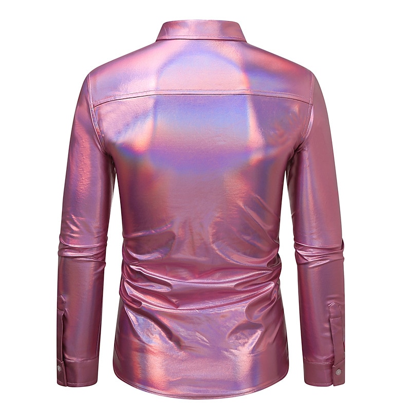 Disco 1980s Shiny Metallic Blouse / Shirt Masquerade Disco Fancy Dress Men's Carnival Costume Masquerade Party / Evening Bachelorette Party Pride Parade Adults' Shirt3