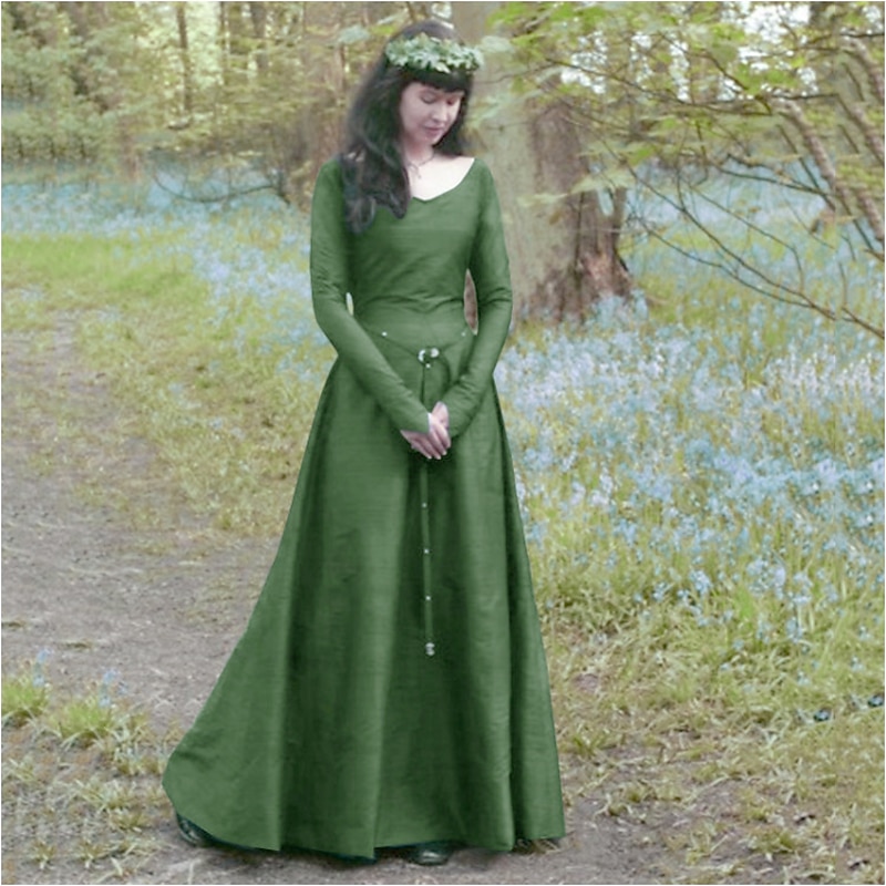 Retro Vintage Medieval Renaissance Dress Tunic Dress Lady Viking Ranger Fancy Dress Women's Celtic Viking Halloween Masquerade Casual Daily LARP Ren Faire Adults' Dress4
