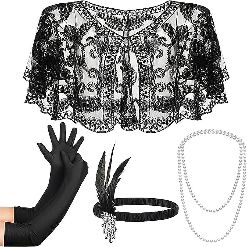 Retro Vintage Roaring 20s 1920s Cosplay Costume Outfits Flapper Headband The Great Gatsby Wedding Guest Sequins Tassel Fringe Fancy Dress Women's Christmas Halloween Carnival Halloween Party