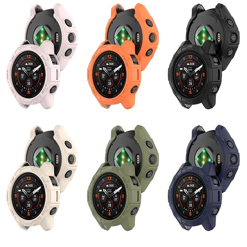 Watch Case Compatible with Garmin Fenix 7 Pro / Fenix 7S Pro / Fenix 7X Pro / Epix Pro 51mm / Epix Pro 42mm Rugged Dust Proof Bumper Full Cover TPU Watch Cover3