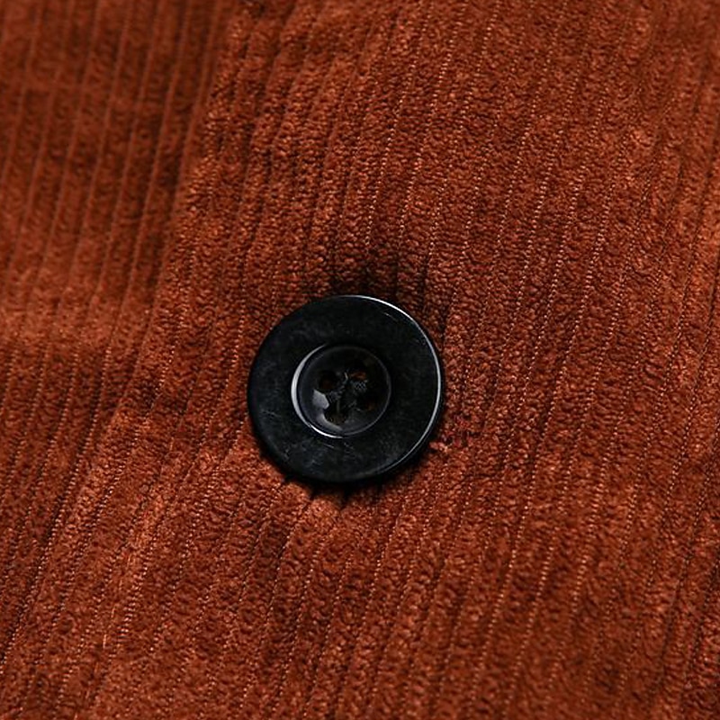 Men's Corduroy Jacket Outdoor Daily Wear Warm Button Fall Winter Plain Fashion Streetwear Stand Collar Regular Black Coffee Jacket3