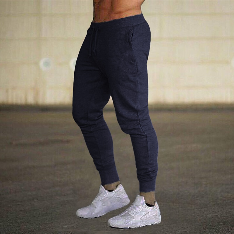 Men's Fleece Pants Sweatpants Joggers Workout Pants Track Pants Pocket Elastic Waist Solid Color Lightweight Casual Daily Trousers Athletic Blackine White4