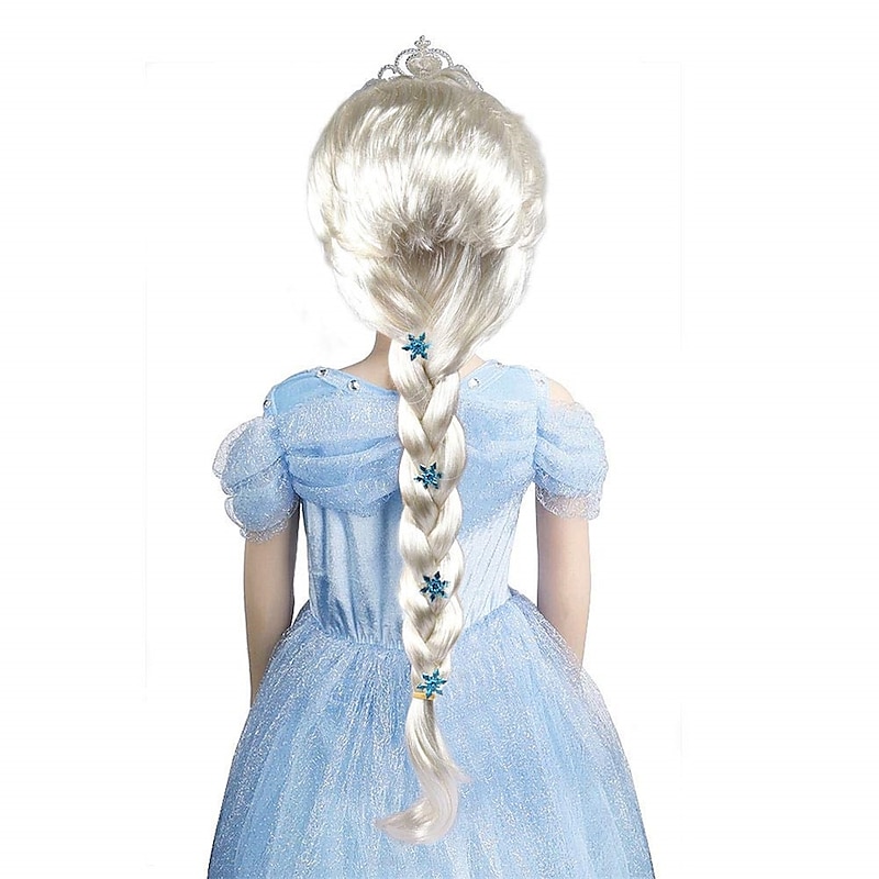 Elsa Wig Frozen Elsa Braid with Princess Tiara Princess Elsa Dress Up Accessories for Kids Girls2