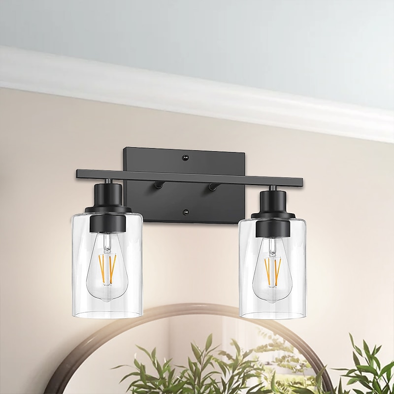 Bathroom Vanity Light Fixture, Matte Black Gold Finish Wall Sconce, Modern Wall Sconce with Bubble Glass Shade, Vintage Wall Sconce, For Mirror, Living Room, Bedroom, Hallway, E26 Base 110-240V