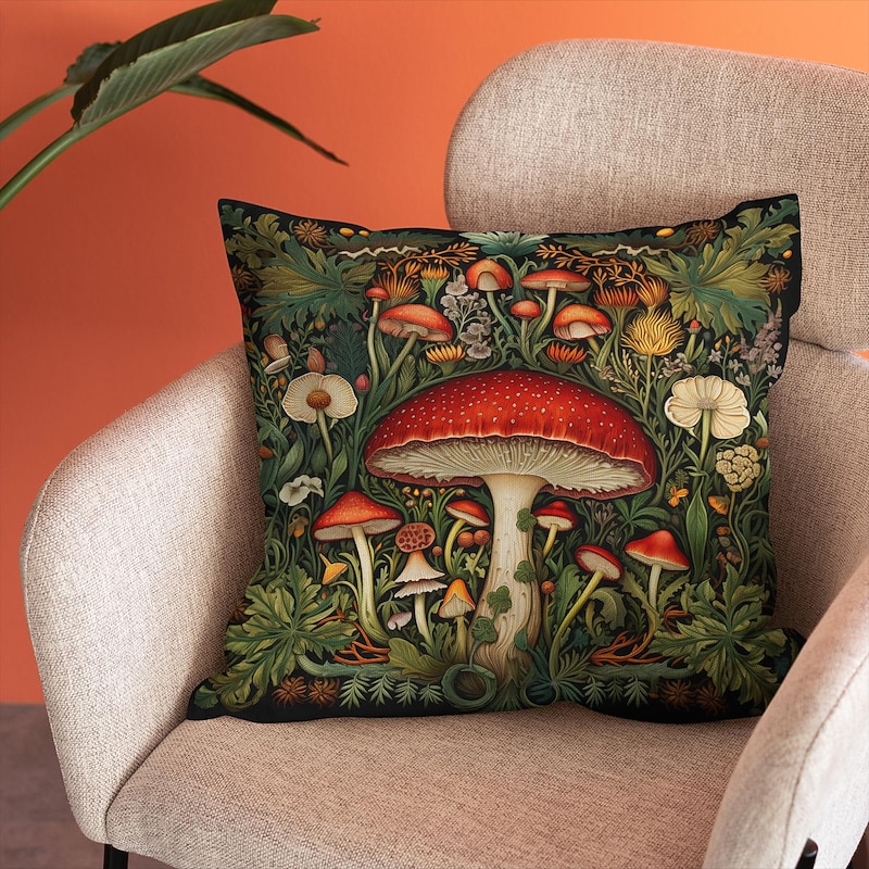 Double Side Pillow Cover 1PC Fantasy Mushroom Soft Decorative Square Cushion Case Pillowcase for Bedroom Livingroom Sofa Couch Chair 13