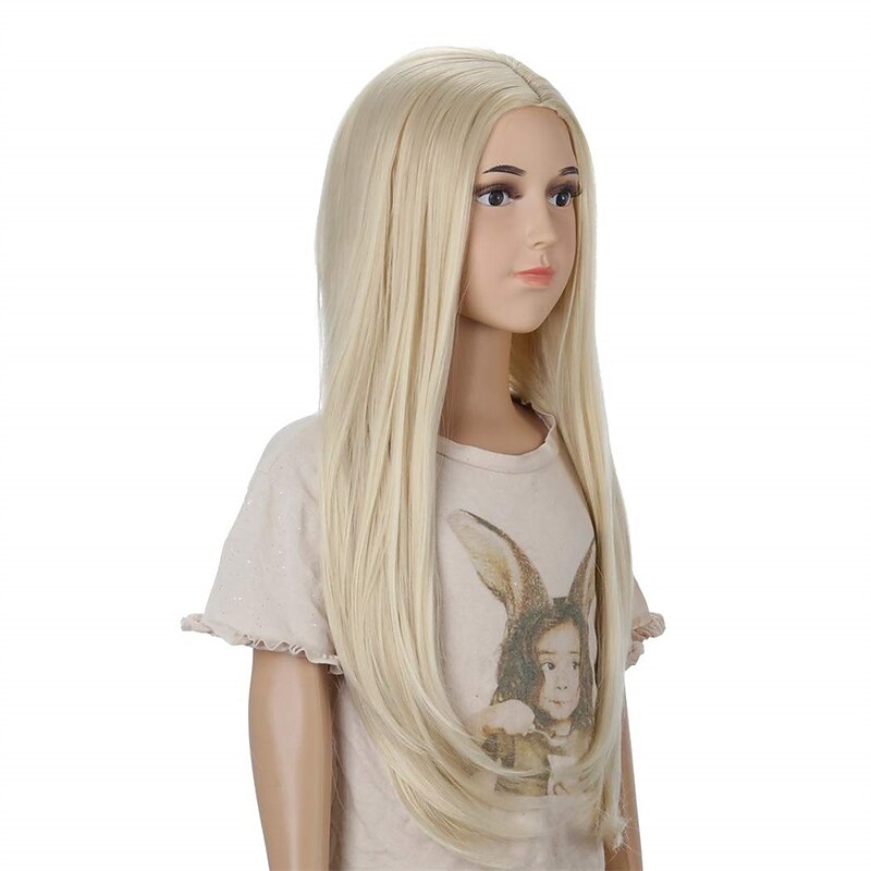 Kids Long Blonde Princess Wig - Kids Carnival Costume Accessories Blonde Wigs Synthetic Fancy Dress Play Wigs2