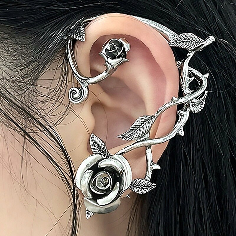 Rose Elf Ear Cuffs Flower Fairy Ear Accessories Adults' Women's Punk Gothic for Halloween Carnival Party