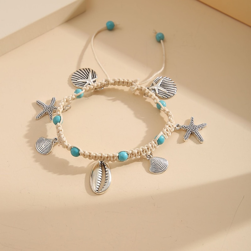 Ankle Bracelet Fashion Artistic Elegant Women's Body Jewelry For Party Evening Daily Retro Alloy Starfish Silver 1pcs3