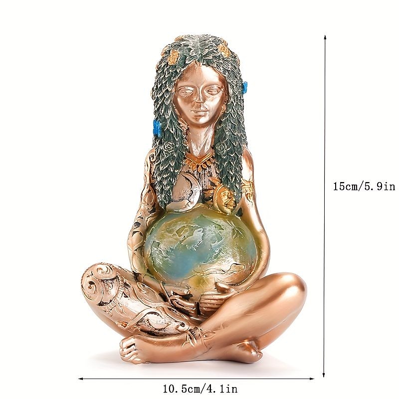 Gaia Mother Earth Statue, 6inch H Nature Moon Goddess Statue, Spiritual Items Figurines Statuette Gifts for Earth Day,Mother's Day,Easter Day Modern Home Room Decor Garden Decoration2