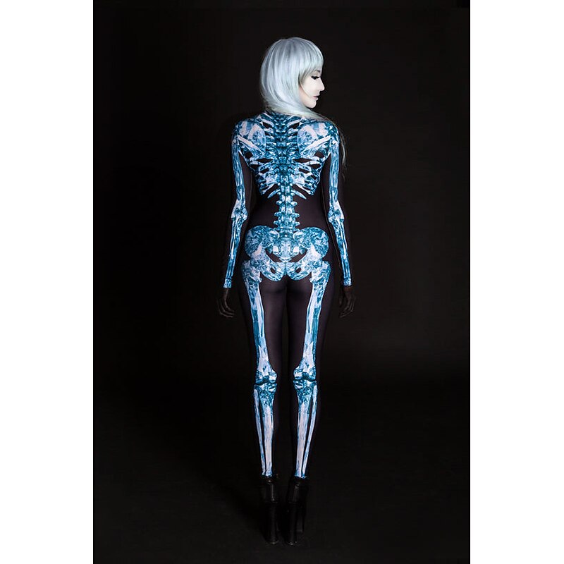 Skeleton Skull Halloween Cosplay Costume Bodysuits Full Body Catsuit Carnival Costume Full Body Suit One Piece Scary Costume Kid's Adults' Women's Masquerade Mardi Gras Party Halloween Easy Halloween2