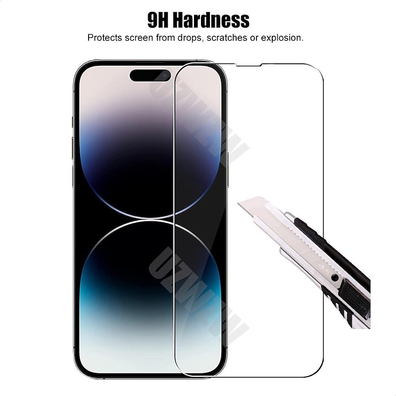 3 pcs Screen Protector For Apple iPhone 16 iPhone 15 Pro Max Plus iPhone 14 13 12 11 Pro Max Mini SE X XR XS Max 8 7 Plus Tempered Glass 9H Hardness Anti Bubbles Anti-Fingerprint High Definition4