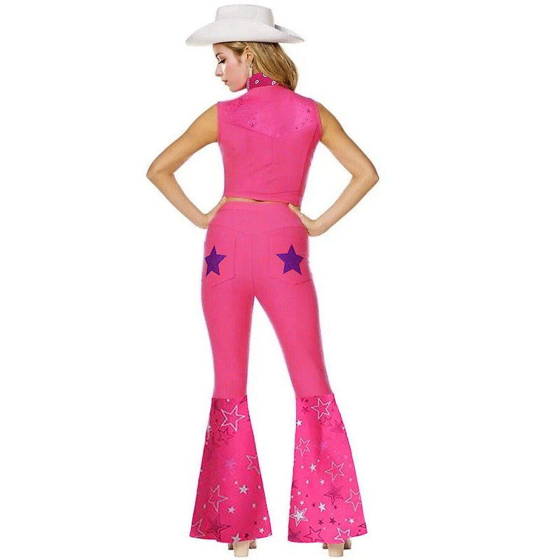 Hot Pink Cowgirl Set Doll Movie Cosplay Costume Masquerade Girls' Movie Cosplay Retro Vintage Vest Pants Scarf Masquerade Halloween4