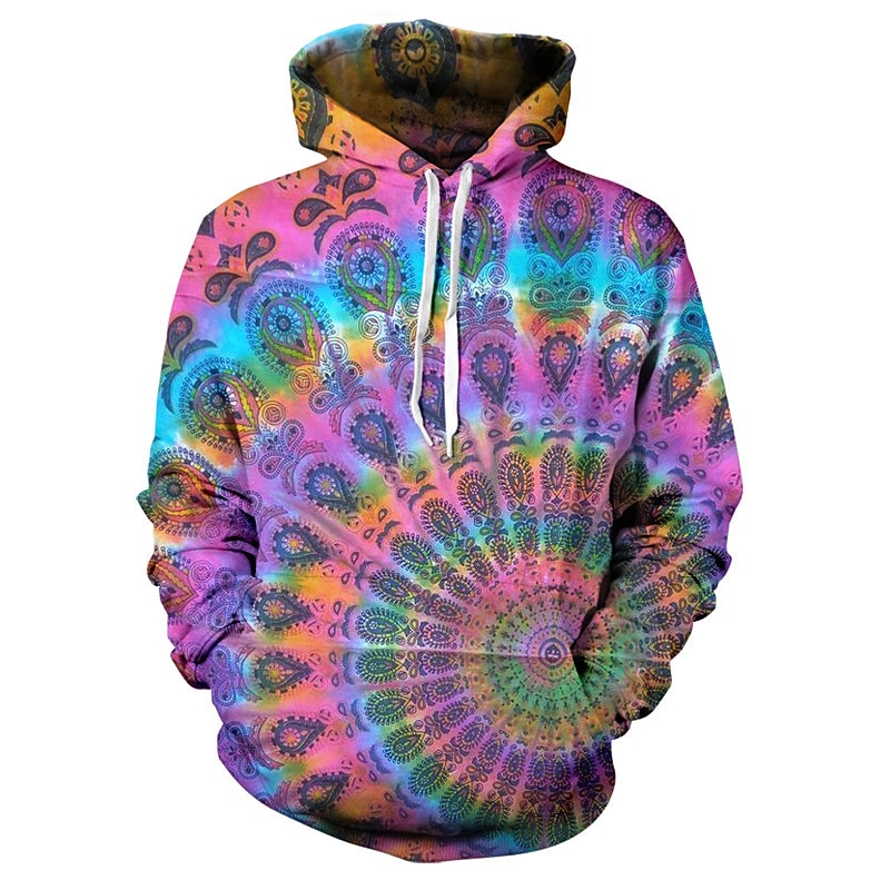 Tie-dye Print Hoodie 1980s Disco Hoodie Christmas Hoodie Cartoon Manga Anime Front Pocket Graphic Hoodie For Men's Women's Unisex Adults'2