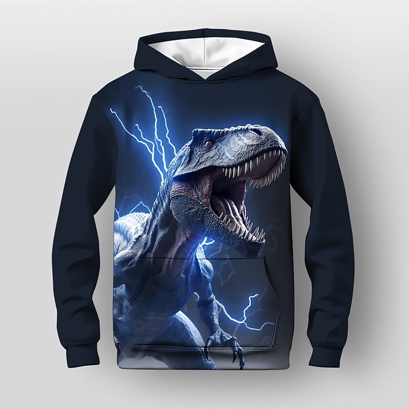 Boys 3D Graphic Animal Dinosaur Hoodie Long Sleeve 3D Print Summer Spring Fall Sports Fashion Streetwear Kids 3-12 Years Outdoor Casual Daily Regular Fit3