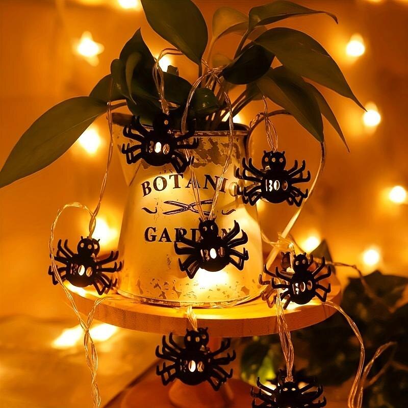 Halloween Spider String Lights 2/3/6m LED Halloween 10/20/40 Spider Lights Decorative Lights Spider Festival Lights Dress Up Bedroom Lights String Lights Hanging Lights4