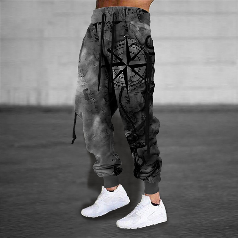 Men's Sweatpants Joggers Trousers Drawstring Elastic Waist 3D Print Graphic Prints Comfort Sports Outdoor Casual Daily Cotton Blend Streetwear Designer Blue Khaki Micro-elastic3