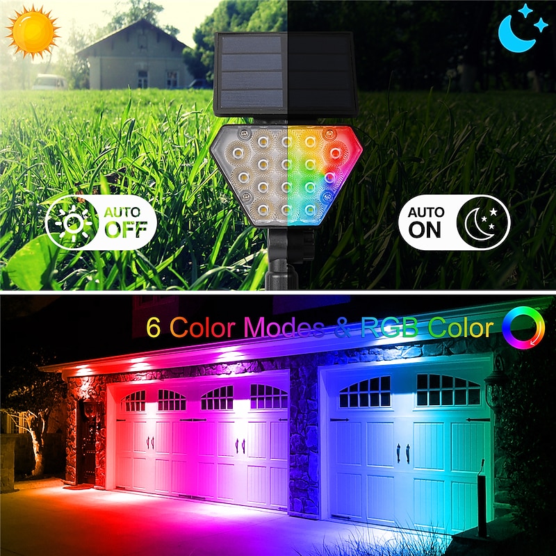 Colorful RGB Solar Lawn Lamp Ground Plug-in Floodlight Outdoor High Brightness Courtyard Landscape Lighting Tree Spotlight Foldable High Brightness Lighting3