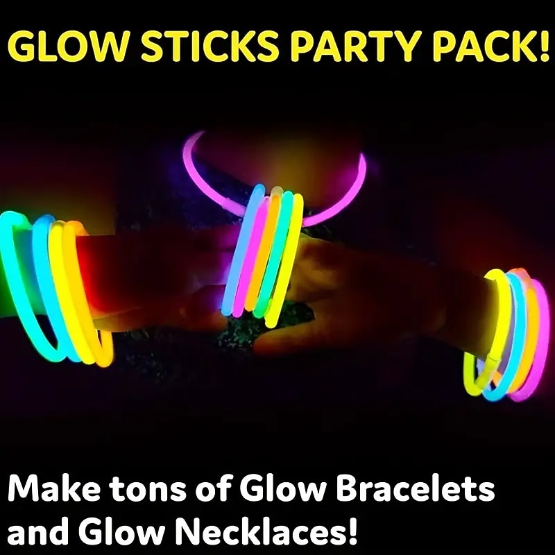 100pcs Glow Sticks Party Supplies - 8 Inch Glow In The Dark Light Up Sticks Party Favors Glow Party Decorations Neon Party Glow Necklaces And Glow Bracelets With Connectors halloween4