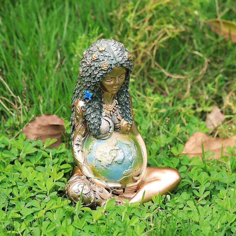 Gaia Mother Earth Statue, 6inch H Nature Moon Goddess Statue, Spiritual Items Figurines Statuette Gifts for Earth Day,Mother's Day,Easter Day Modern Home Room Decor Garden Decoration3