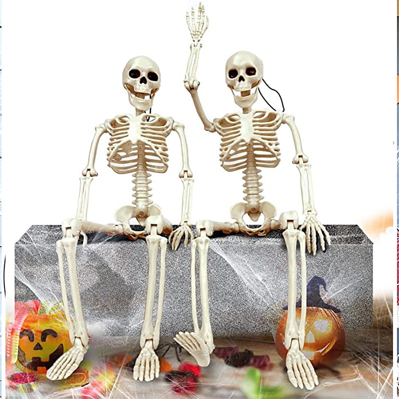 Halloween Skeletons | Full Body Posable Joints Skeletons for Halloween Decoration, Graveyard Decorations, Haunted House Accessories