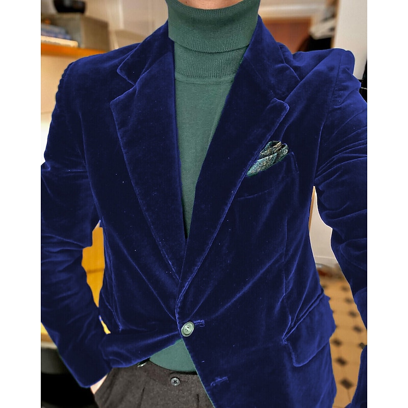 Men's Blazer Jacket Notch Collar Fashion Casual Solid Colored Royal Blue Purple Brown Slim Fit Single Breasted Two-buttons4