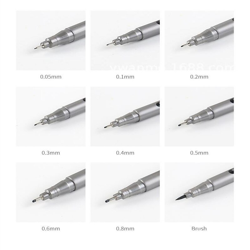 9pcs Black Micro-Pen Fineliner Ink Pens Waterproof For Drawing Artist Illustration4